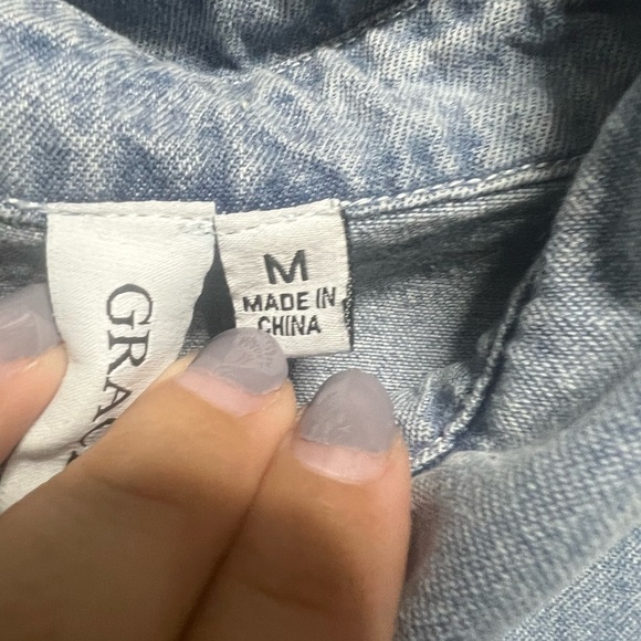 Grace + Karma Heavy Denim Shirt with Raw Hem Size Medium - Picture 6 of 7